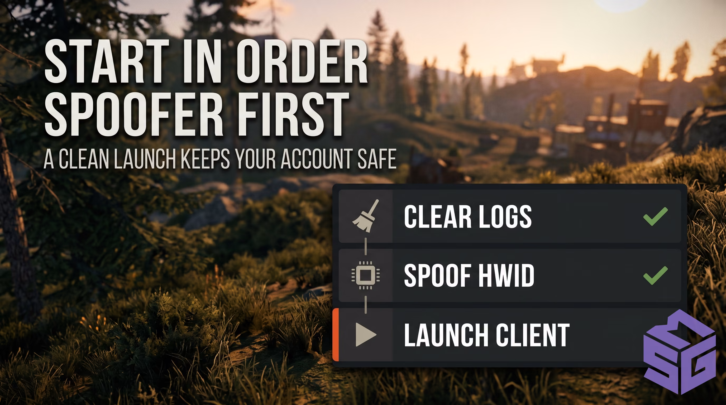 Safe launch sequence diagram using a driver-level spoofer before starting the anti-cheat